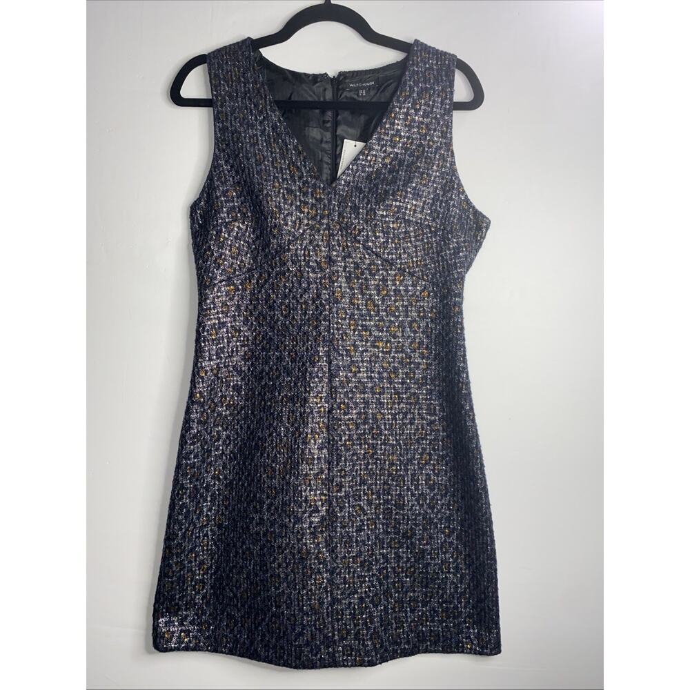 WareHouse Tweed Dress Sz 8 V A-line Wool Blend NWT